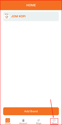 Home screen with More tab highlighted