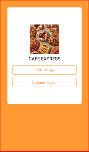 i-Kiosk home page with Kiosk Setting and Customer Mode buttons