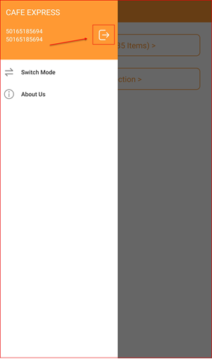 Side menu with logout arrow icon highlighted at top right