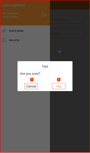 Confirmation dialog asking Are you sure with Cancel and Yes buttons