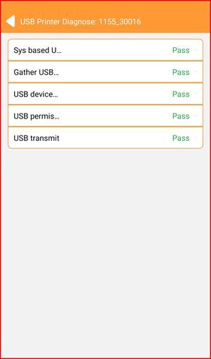 Printer Diagnose screen showing all tests passing