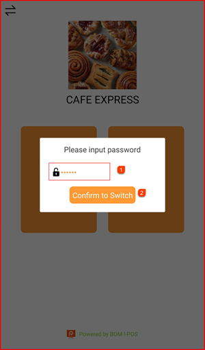 Password dialog with input field and Confirm to Switch button