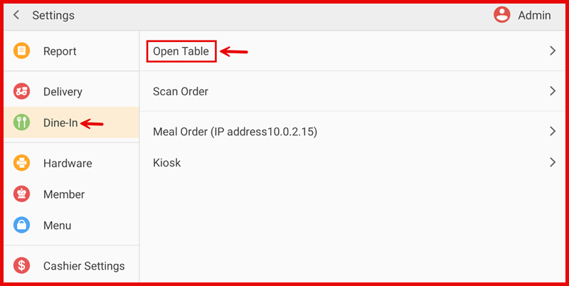 Open Table