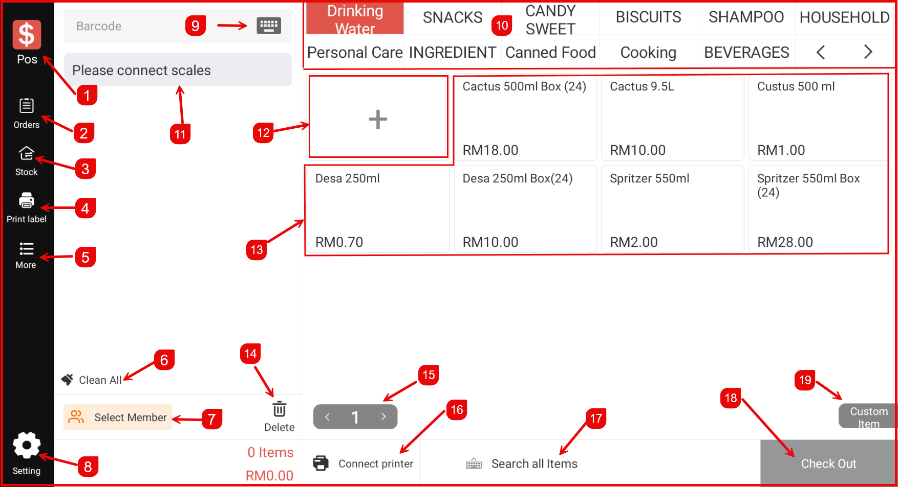 iPOS Retail Main Screen