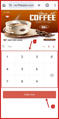Enter number of pax screen