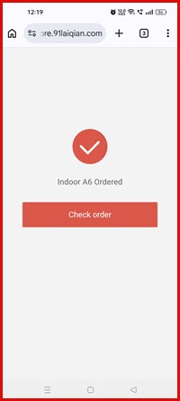 Order confirmed screen