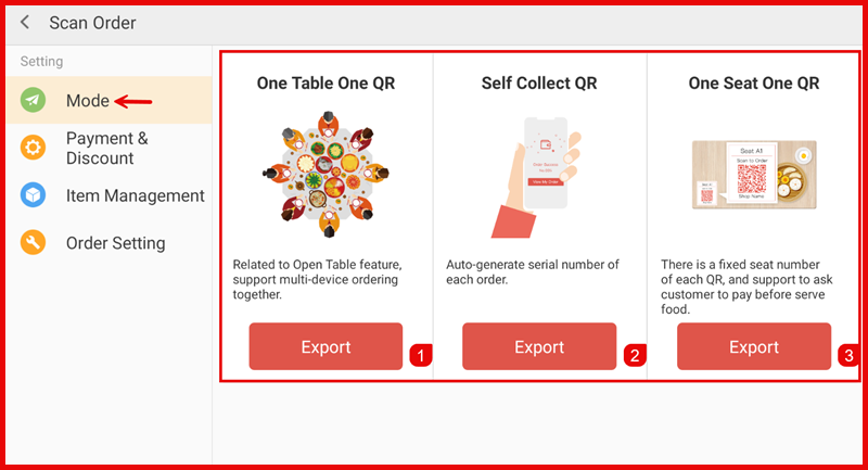 Scan Order mode selection