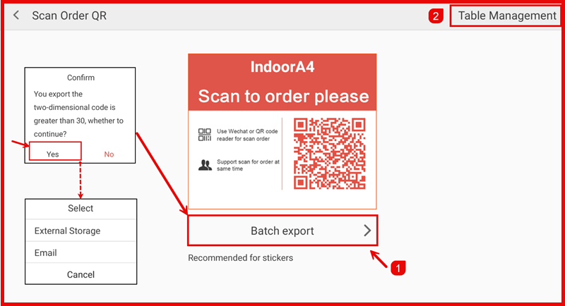One Table One QR export