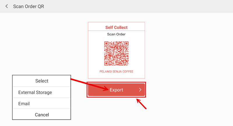 Self Collect QR export
