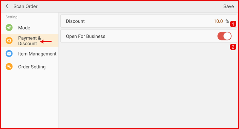 Payment and Discount settings